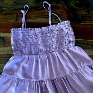 Paper Crane Lilac, purple spaghetti strap tiered tank EUC xs